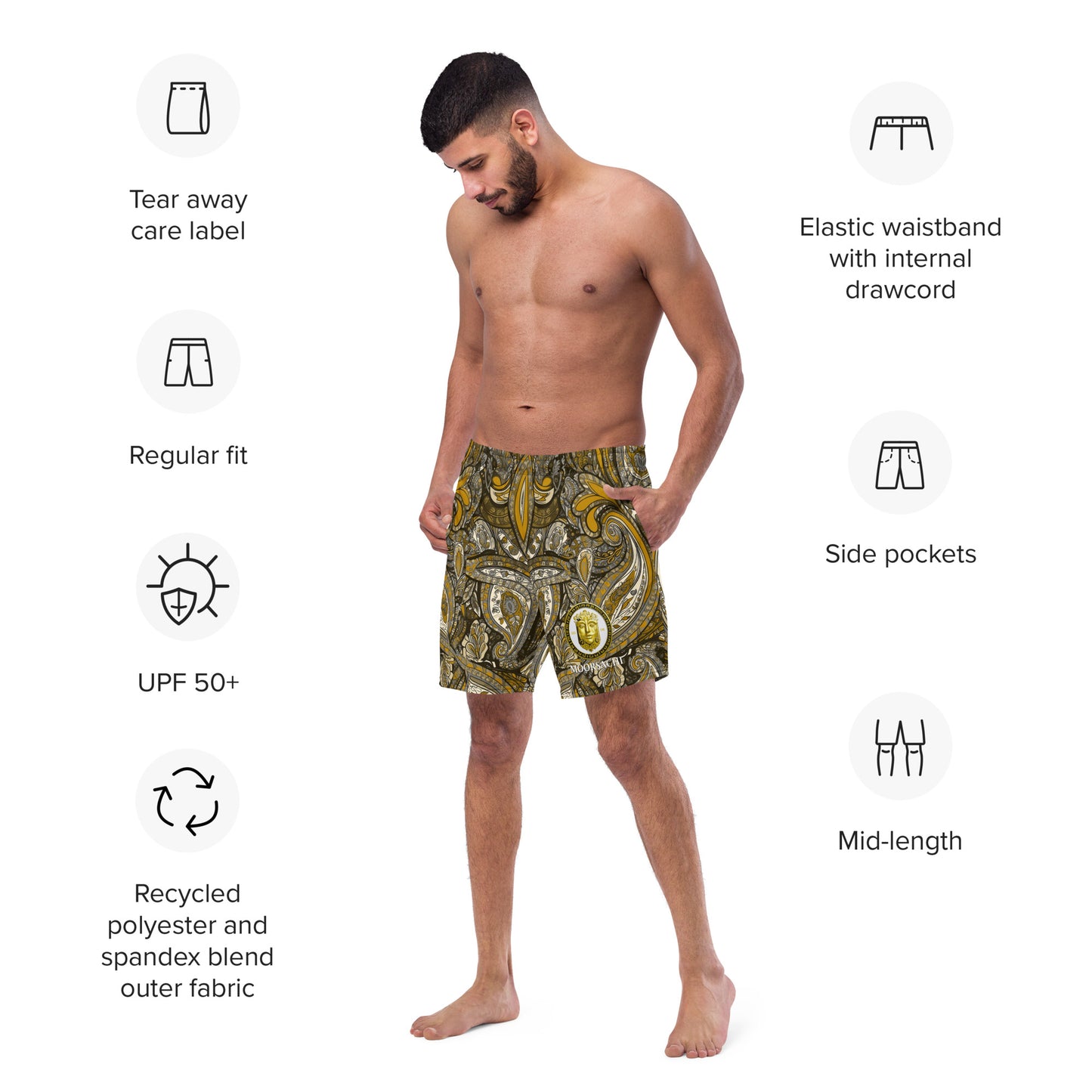 MOORSACHI Paisley Gold - Swim Trunks II