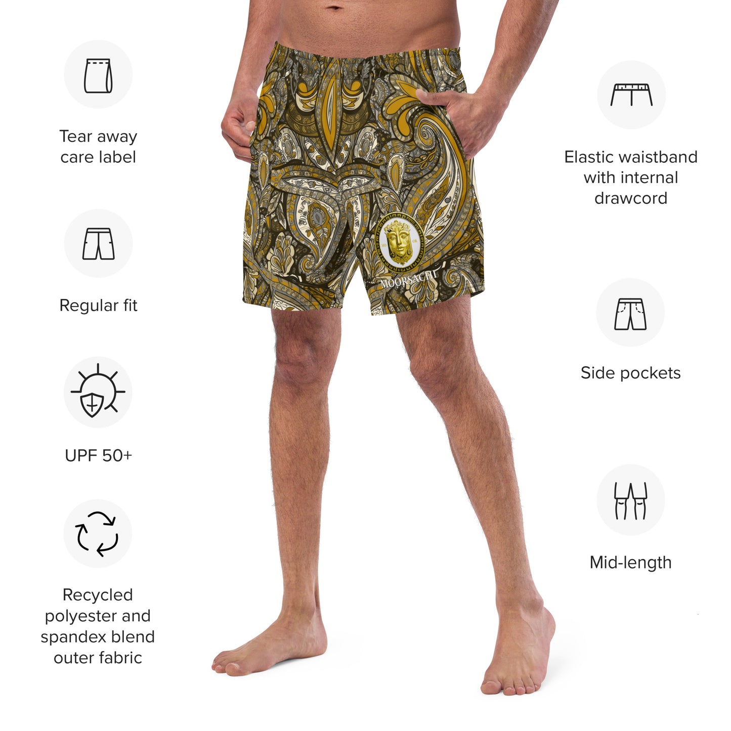 MOORSACHI Paisley Gold - Swim Trunks II