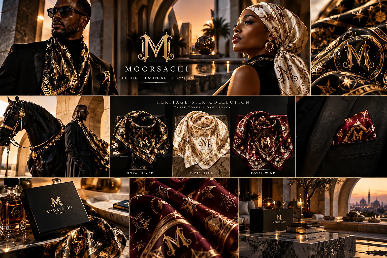 MOORSACHI Heritage Silk: Three tones · One legacy